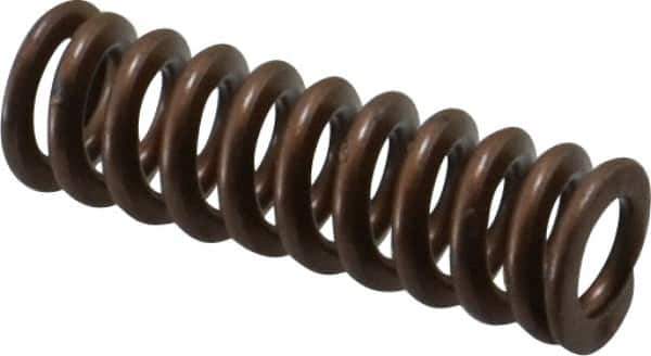 Associated Spring Raymond - 1/2" Hole Diam, 9/32" Rod Diam, 1-1/2" Free Length, Gold Die Spring - 69.8 Lb Max Deflection, 0.45" Max Deflection, Heavy Duty, Chromium Alloy Steel - USA Tool & Supply