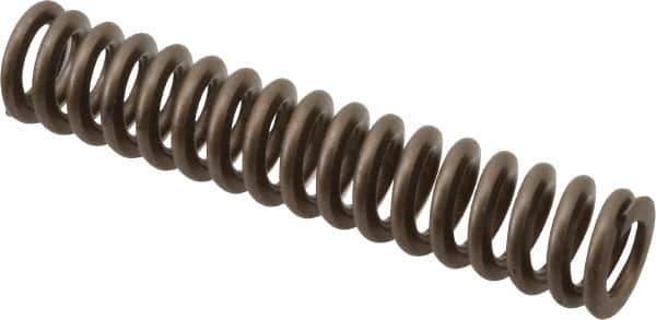 Associated Spring Raymond - 1/2" Hole Diam, 9/32" Rod Diam, 2-1/2" Free Length, Gold Die Spring - 63 Lb Max Deflection, 0.75" Max Deflection, Heavy Duty, Chromium Alloy Steel - USA Tool & Supply