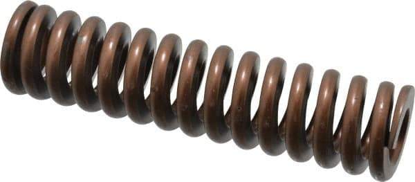 Associated Spring Raymond - 1-1/4" Hole Diam, 5/8" Rod Diam, 5" Free Length, Gold Die Spring - 795 Lb Max Deflection, 1.5" Max Deflection, Heavy Duty, Chromium Alloy Steel - USA Tool & Supply