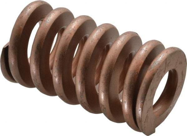 Associated Spring Raymond - 2" Hole Diam, 1" Rod Diam, 3-1/2" Free Length, Gold Die Spring - 1785 Lb Max Deflection, 1.05" Max Deflection, Heavy Duty, Chromium Alloy Steel - USA Tool & Supply