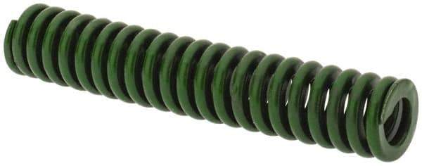 Associated Spring Raymond - 3/8" Hole Diam, 3/16" Rod Diam, 2" Free Length, Green Die Spring - 45 Lb Max Deflection, 0.5" Max Deflection, Extra Heavy Duty, Chromium Alloy Steel - USA Tool & Supply