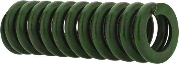 Associated Spring Raymond - 1/2" Hole Diam, 9/32" Rod Diam, 1-1/2" Free Length, Green Die Spring - 75 Lb Max Deflection, 0.38" Max Deflection, Extra Heavy Duty, Chromium Alloy Steel - USA Tool & Supply