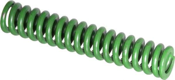 Associated Spring Raymond - 1/2" Hole Diam, 9/32" Rod Diam, 2-1/2" Free Length, Green Die Spring - 71.9 Lb Max Deflection, 0.63" Max Deflection, Extra Heavy Duty, Chromium Alloy Steel - USA Tool & Supply