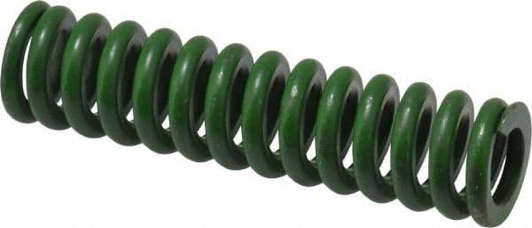 Associated Spring Raymond - 5/8" Hole Diam, 11/32" Rod Diam, 2-1/2" Free Length, Green Die Spring - 137.5 Lb Max Deflection, 0.63" Max Deflection, Extra Heavy Duty, Chromium Alloy Steel - USA Tool & Supply
