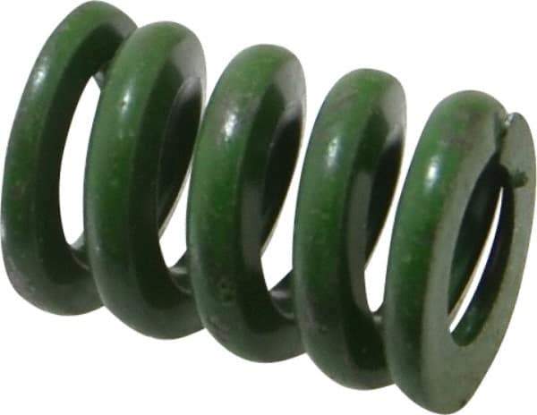 Associated Spring Raymond - 3/4" Hole Diam, 3/8" Rod Diam, 1" Free Length, Green Die Spring - 350 Lb Max Deflection, 0.25" Max Deflection, Extra Heavy Duty, Chromium Alloy Steel - USA Tool & Supply