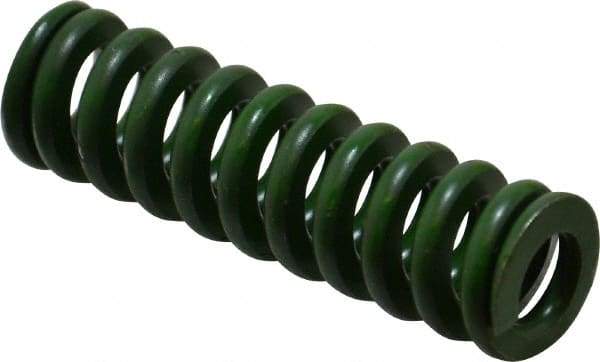 Associated Spring Raymond - 3/4" Hole Diam, 3/8" Rod Diam, 2-1/2" Free Length, Green Die Spring - 312.5 Lb Max Deflection, 0.63" Max Deflection, Extra Heavy Duty, Chromium Alloy Steel - USA Tool & Supply