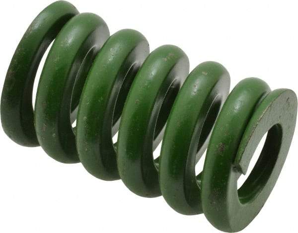 Associated Spring Raymond - 1-1/4" Hole Diam, 5/8" Rod Diam, 2" Free Length, Green Die Spring - 960 Lb Max Deflection, 0.5" Max Deflection, Extra Heavy Duty, Chromium Alloy Steel - USA Tool & Supply