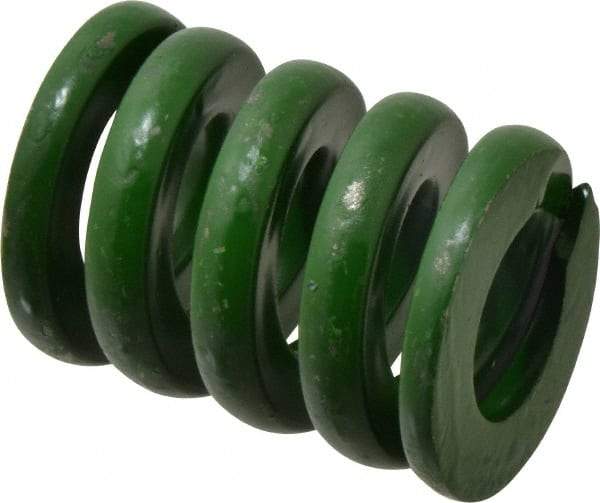 Associated Spring Raymond - 2" Hole Diam, 1" Rod Diam, 2-1/2" Free Length, Green Die Spring - 2385 Lb Max Deflection, 0.63" Max Deflection, Extra Heavy Duty, Chromium Alloy Steel - USA Tool & Supply