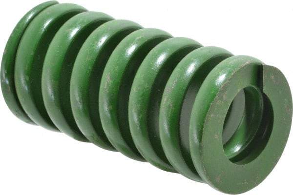 Associated Spring Raymond - 2" Hole Diam, 1" Rod Diam, 4" Free Length, Green Die Spring - 2200 Lb Max Deflection, 1" Max Deflection, Extra Heavy Duty, Chromium Alloy Steel - USA Tool & Supply