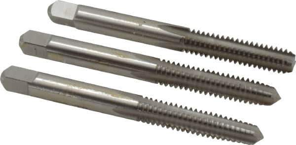 Hertel - 1/4-20 UNC, 4 Flute, Bottoming, Plug & Taper, Bright Finish, High Speed Steel Tap Set - 2-1/2" OAL, 2B/3B Class of Fit - Exact Industrial Supply