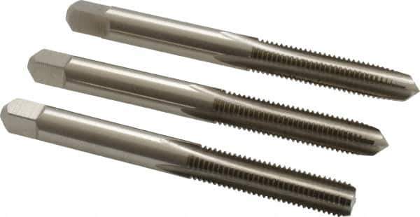 Hertel - 1/4-28 UNF, 4 Flute, Bottoming, Plug & Taper, Bright Finish, High Speed Steel Tap Set - 2-1/2" OAL, 2B/3B Class of Fit - USA Tool & Supply