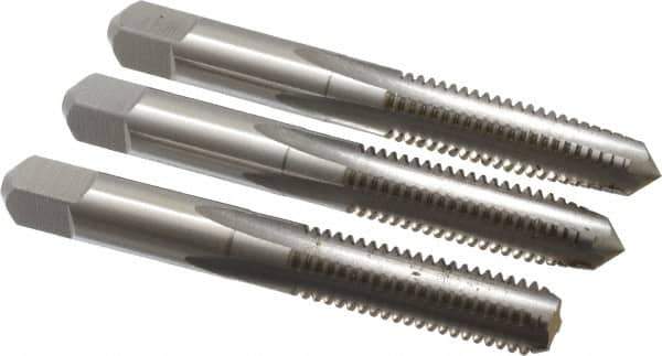 Hertel - 3/8-16 UNC, 4 Flute, Bottoming, Plug & Taper, Bright Finish, High Speed Steel Tap Set - 2-15/16" OAL, 2B/3B Class of Fit - Exact Industrial Supply