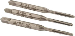 Hertel - #2-56 UNC, 3 Flute, Bottoming, Plug & Taper, Bright Finish, High Speed Steel Tap Set - 1-3/4" OAL, 2B/3B Class of Fit - USA Tool & Supply