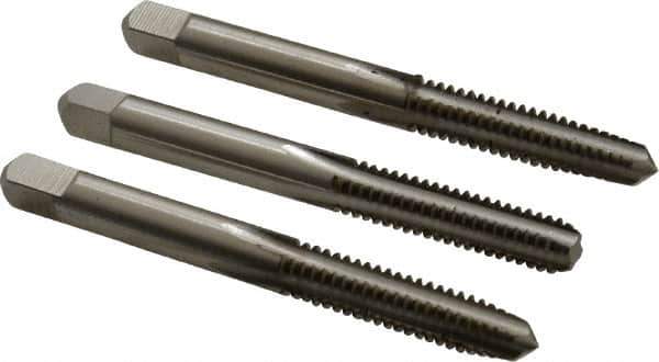 Hertel - 1/4-20 UNC, 4 Flute, Bottoming, Plug & Taper, Bright Finish, High Speed Steel Tap Set - 2-1/2" OAL, 2B/3B Class of Fit - USA Tool & Supply