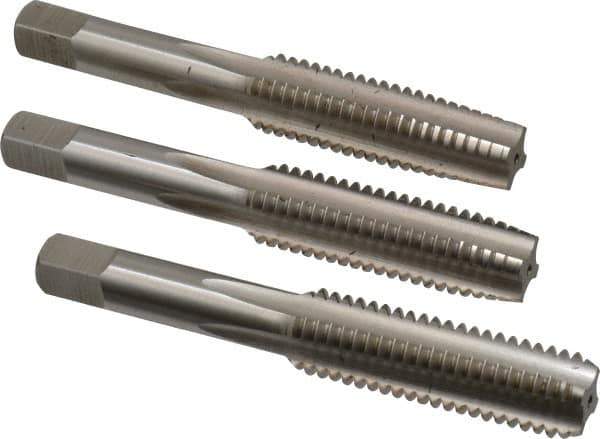 Hertel - 1/2-13 UNC, 4 Flute, Bottoming, Plug & Taper, Bright Finish, High Speed Steel Tap Set - 3-3/8" OAL, 2B/3B Class of Fit - USA Tool & Supply