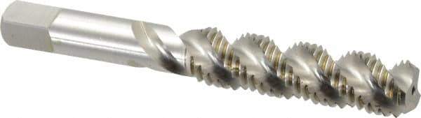 Hertel - 3/8-16 UNC, 3 Flute, 52° Helix, Bottoming Chamfer, Bright Finish, High Speed Steel Spiral Flute STI Tap - 3-3/8" OAL - Exact Industrial Supply