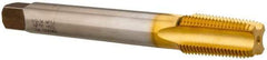 Hertel - 1/2-14 NPT, 4 Flute, Plug Chamfer, TiN Finish, High Speed Steel, Extension Pipe Tap - 6" OAL, 11/16" Shank Diam, 1-3/8" Thread Length - USA Tool & Supply