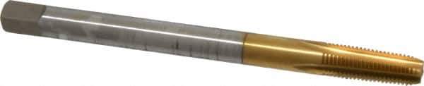 Hertel - 1/16-27 NPT, 4 Flute, Plug Chamfer, TiN Finish, High Speed Steel, Extension Pipe Tap - 4" OAL - Exact Industrial Supply