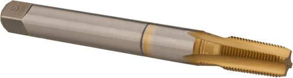 Hertel - 1/8-27 NPTF, 4 Flute, Plug Chamfer, TiN Finish, High Speed Steel, Extension Pipe Tap - 4" OAL - Exact Industrial Supply