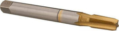 Hertel - 1/8-27 NPTF, 4 Flute, Plug Chamfer, TiN Finish, High Speed Steel, Extension Pipe Tap - 4" OAL - Exact Industrial Supply