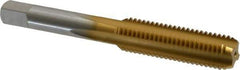 Hertel - M11x1.50 Metric Coarse 4 Flute TiN Finish High Speed Steel Straight Flute Standard Hand Tap - Bottoming, Right Hand Thread, 3-5/32" OAL, 1-7/16" Thread Length, D5 Limit, Oversize - Exact Industrial Supply