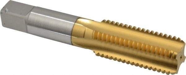 Hertel - M24x3.00 Metric Coarse 6H 4 Flute TiN Finish High Speed Steel Straight Flute Standard Hand Tap - Bottoming, Right Hand Thread, 4-29/32" OAL, 2-7/32" Thread Length, D8 Limit, Oversize - USA Tool & Supply