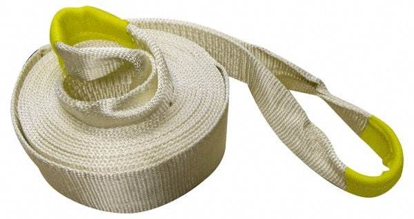 Erickson Manufacturing - 30' Long x 3" Wide, 27,000 Lb Basket Capacity, Polyester Web Sling - White, with Loop Ends - USA Tool & Supply