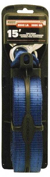 Erickson Manufacturing - 15' Long x 2" Wide, 8,500 Lb Basket Capacity, Polyester Web Sling - Blue, with Hook Ends - USA Tool & Supply