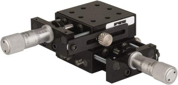 Parker - 25 Lb. Capacity, 6-32 Mount Hole, 1/2" Travel, Precision Ball Bearing Table with Center Drive - X-Y Stage, 8 Mounting Holes, 1-3/4" Long x 1-3/4" Wide x 3/4" High - USA Tool & Supply
