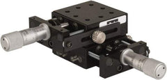 Parker - 25 Lb. Capacity, 6-32 Mount Hole, 1/2" Travel, Precision Ball Bearing Table with Center Drive - X-Y Stage, 8 Mounting Holes, 1-3/4" Long x 1-3/4" Wide x 3/4" High - USA Tool & Supply
