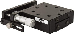 Parker - 62 Lb. Capacity, 10-32 Mount Hole, 1/2" Travel, Precision Ball Bearing Table with Side Drive - Single Axis, 8 Mounting Holes, 2.56" Long x 2.62" Wide x 1" High - USA Tool & Supply