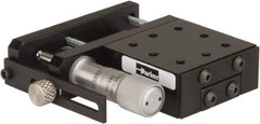 Parker - 25 Lb. Capacity, 6-32 Mount Hole, 1/2" Travel, Precision Ball Bearing Table with Side Drive - Single Axis, 8 Mounting Holes, 1-3/4" Long x 1-3/4" Wide x 3/4" High - USA Tool & Supply