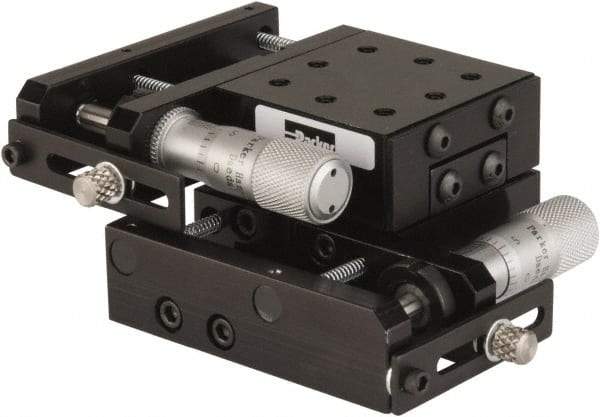 Parker - 25 Lb. Capacity, 6-32 Mount Hole, 1/2" Travel, Precision Ball Bearing Table with Side Drive - X-Y Stage, 8 Mounting Holes, 1-3/4" Long x 1-3/4" Wide x 3/4" High - USA Tool & Supply