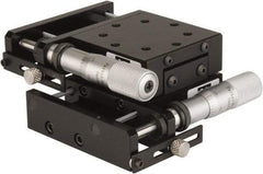 Parker - 62 Lb. Capacity, 10-32 Mount Hole, 1" Travel, Precision Ball Bearing Table with Side Drive - X-Y Stage, 8 Mounting Holes, 2.56" Long x 2.62" Wide x 1" High - USA Tool & Supply