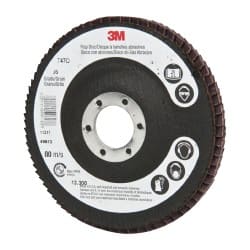 3M - 4-1/2" 36 Grit 7/8" Center Hole Type 27 Ceramic Flap Disc - USA Tool & Supply