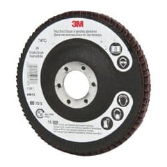 3M - 4-1/2" 36 Grit 7/8" Center Hole Type 27 Ceramic Flap Disc - USA Tool & Supply