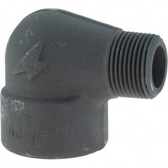 Made in USA - Size 1", Class 3,000, Forged Carbon Steel Black Pipe 90° Street Elbow - 3,000 psi, Threaded End Connection - USA Tool & Supply