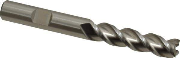 Cleveland - 3/8", 1-1/2" LOC, 3/8" Shank Diam, 3-1/4" OAL, 3 Flute, Powdered Metal Square End Mill - Single End, Uncoated, Spiral Flute, 42° Helix, Centercutting, Right Hand Cut, Right Hand Flute, Series PM-539R - USA Tool & Supply