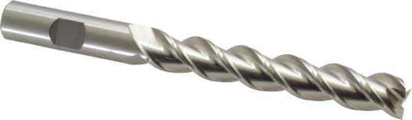 Cleveland - 1/2", 3" LOC, 1/2" Shank Diam, 5" OAL, 3 Flute, Powdered Metal Square End Mill - Single End, Uncoated, Spiral Flute, 42° Helix, Centercutting, Right Hand Cut, Right Hand Flute, Series PM-539R - USA Tool & Supply
