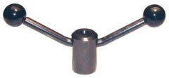 Morton Machine Works - 2 Offset Arms, 5/8-11" Hole, Black Oxide, Tapped Clamping Handle - 1/2" Arm Diam, 1-3/8" Hub Diam, 1-3/8" Ball Diam - USA Tool & Supply