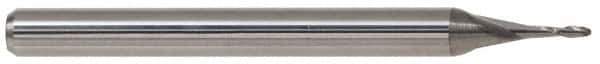 Accupro - 9/16" Diam, 1-1/4" LOC, 2 Flute Solid Carbide Ball End Mill - Uncoated, Single End, 3-1/2" OAL, 9/16" Shank Diam, Spiral Flute - USA Tool & Supply