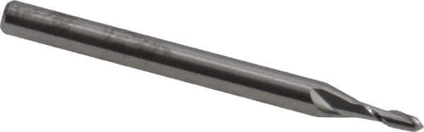 Accupro - 1/16" Diam, 3/16" LOC, 2 Flute Solid Carbide Ball End Mill - Uncoated, Single End, 1-1/2" OAL, 1/8" Shank Diam, Spiral Flute - USA Tool & Supply