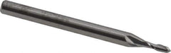 Accupro - 1/16" Diam, 3/16" LOC, 2 Flute Solid Carbide Ball End Mill - Uncoated, Single End, 1-1/2" OAL, 1/8" Shank Diam, Spiral Flute - USA Tool & Supply