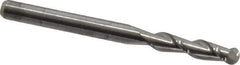 Accupro - 1/8" Diam, 1/2" LOC, 2 Flute Solid Carbide Ball End Mill - Uncoated, Single End, 1-1/2" OAL, 1/8" Shank Diam, Spiral Flute - USA Tool & Supply