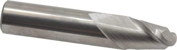 Accupro - 15/32" Diam, 5/8" LOC, 2 Flute Solid Carbide Ball End Mill - Uncoated, Single End, 2-1/2" OAL, 1/2" Shank Diam, Spiral Flute - USA Tool & Supply