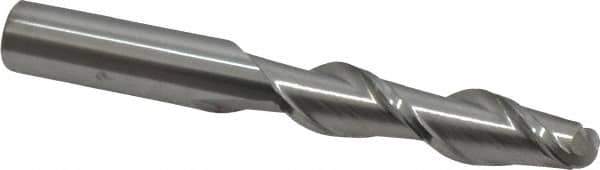 Accupro - 1/2" Diam, 2" LOC, 2 Flute Solid Carbide Ball End Mill - Uncoated, Single End, 4" OAL, 1/2" Shank Diam, Spiral Flute - USA Tool & Supply