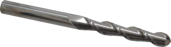 Accupro - 1/2" Diam, 3" LOC, 2 Flute Solid Carbide Ball End Mill - Uncoated, Single End, 6" OAL, 1/2" Shank Diam, Spiral Flute - USA Tool & Supply