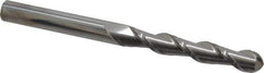 Accupro - 1/2" Diam, 3" LOC, 2 Flute Solid Carbide Ball End Mill - Uncoated, Single End, 6" OAL, 1/2" Shank Diam, Spiral Flute - USA Tool & Supply