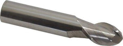 Accupro - 9/16" Diam, 7/8" LOC, 2 Flute Solid Carbide Ball End Mill - Uncoated, Single End, 3" OAL, 9/16" Shank Diam, Spiral Flute - USA Tool & Supply