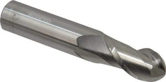 Accupro - 5/8" Diam, 1-1/4" LOC, 2 Flute Solid Carbide Ball End Mill - Uncoated, Single End, 3-1/2" OAL, 5/8" Shank Diam, Spiral Flute - USA Tool & Supply
